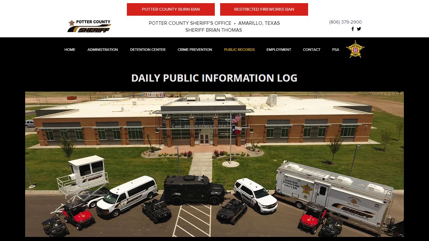 Daily Public Information Log | Potter County Sheriff's Office